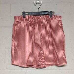 Women's Pull On Elastic Waist Striped Boxer Shorts Casual Shorts Size 2XL NWOT